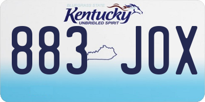 KY license plate 883JOX