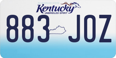 KY license plate 883JOZ
