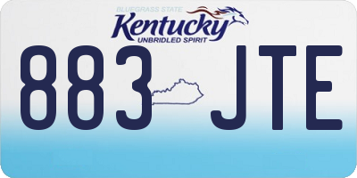 KY license plate 883JTE