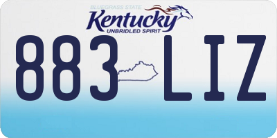 KY license plate 883LIZ