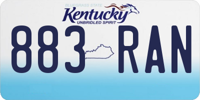 KY license plate 883RAN
