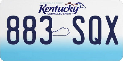 KY license plate 883SQX