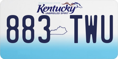 KY license plate 883TWU