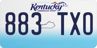 KY license plate 883TXO