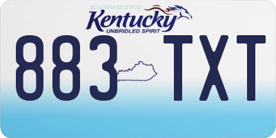 KY license plate 883TXT