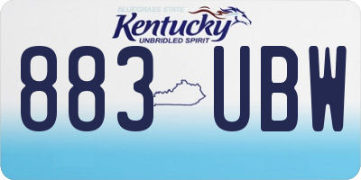KY license plate 883UBW