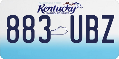 KY license plate 883UBZ