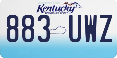 KY license plate 883UWZ