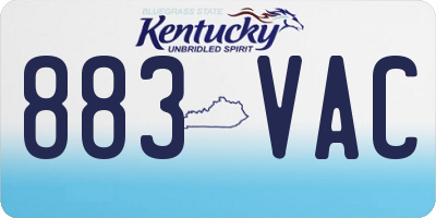 KY license plate 883VAC