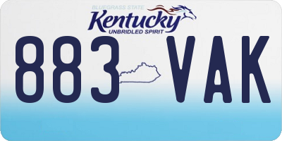 KY license plate 883VAK