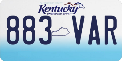 KY license plate 883VAR