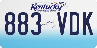 KY license plate 883VDK