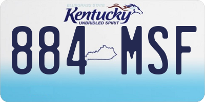 KY license plate 884MSF