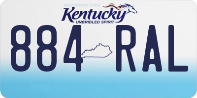 KY license plate 884RAL