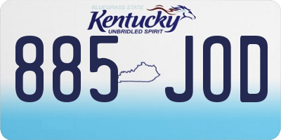 KY license plate 885JOD