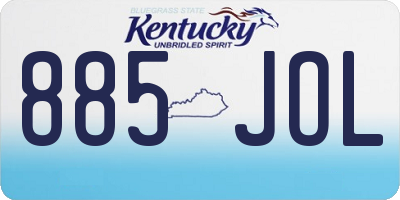 KY license plate 885JOL