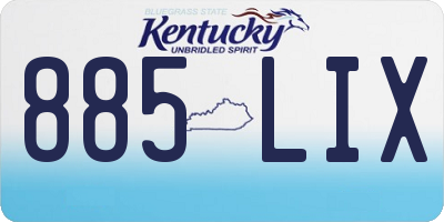 KY license plate 885LIX