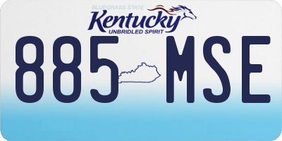 KY license plate 885MSE