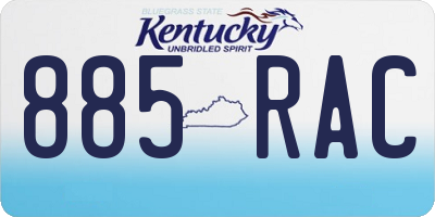 KY license plate 885RAC