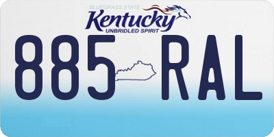 KY license plate 885RAL