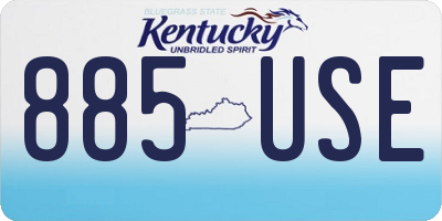 KY license plate 885USE