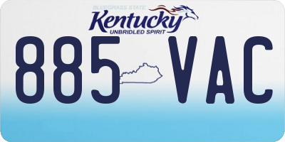 KY license plate 885VAC