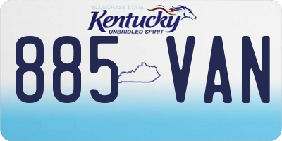 KY license plate 885VAN