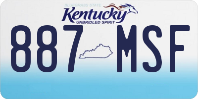 KY license plate 887MSF