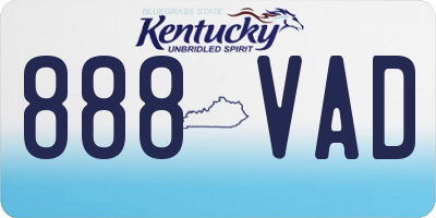 KY license plate 888VAD