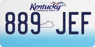 KY license plate 889JEF