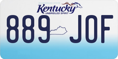 KY license plate 889JOF