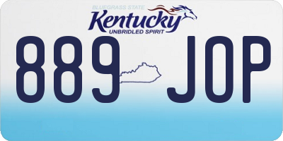 KY license plate 889JOP