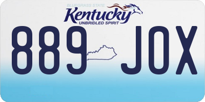 KY license plate 889JOX