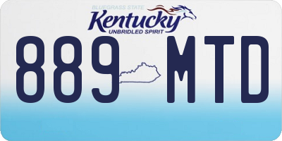KY license plate 889MTD