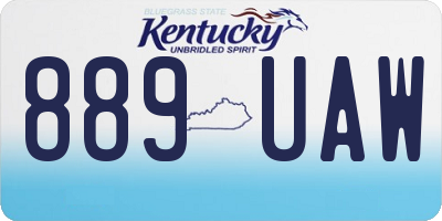 KY license plate 889UAW