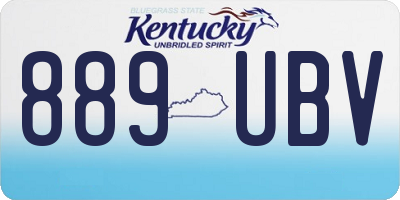 KY license plate 889UBV