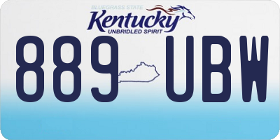KY license plate 889UBW