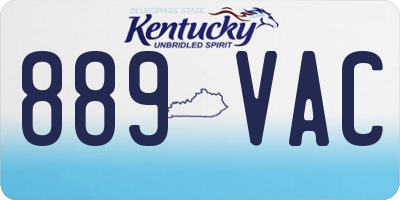 KY license plate 889VAC
