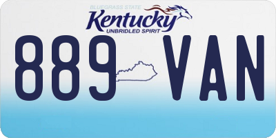 KY license plate 889VAN