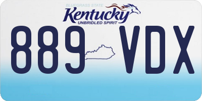 KY license plate 889VDX