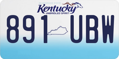 KY license plate 891UBW