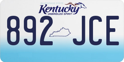 KY license plate 892JCE