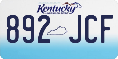 KY license plate 892JCF