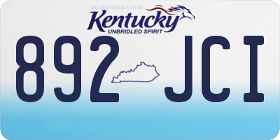KY license plate 892JCI