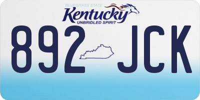 KY license plate 892JCK