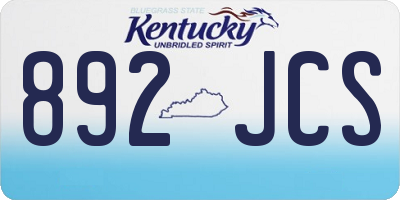 KY license plate 892JCS