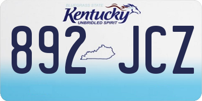 KY license plate 892JCZ