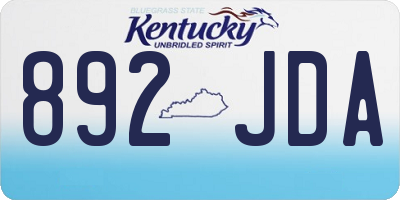 KY license plate 892JDA