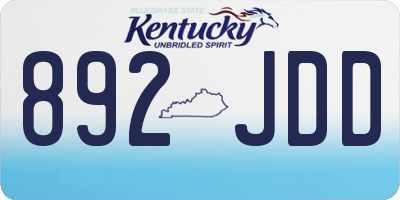 KY license plate 892JDD