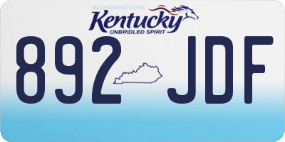 KY license plate 892JDF